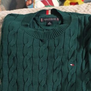 Tommy Hilfiger Men's Cable Knit Sweater in Green